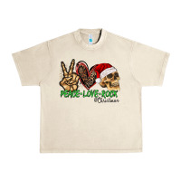 Sandshell Peace Love Rock Christmas Urban Heavy Tee - CowhideDigitalArt