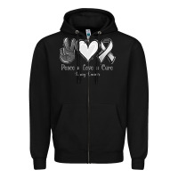Black Peace Love Cure Lung Cancer Zipper Hoodie - Jasminsmagicworld