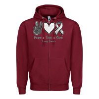 Burgundy Peace Love Cure Lung Cancer Zipper Hoodie - Jasminsmagicworld