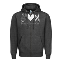 Charcoal Heather Peace Love Cure Lung Cancer Zipper Hoodie - Jasminsmagicworld