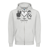 Dove Grey Peace Love Cure Lung Cancer Zipper Hoodie - Jasminsmagicworld
