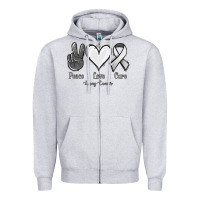 Heather Grey Peace Love Cure Lung Cancer Zipper Hoodie - Jasminsmagicworld