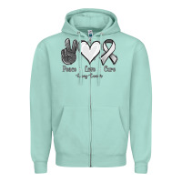 Seafoam Peace Love Cure Lung Cancer Zipper Hoodie - Jasminsmagicworld