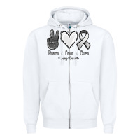White Peace Love Cure Lung Cancer Zipper Hoodie - Jasminsmagicworld