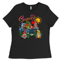 Black summer gnomes  truck Ladies Tee - CowhideDigitalArt