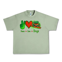 Oil Green Peace Love Frogs Urban Heavy Tee - Jasminsmagicworld