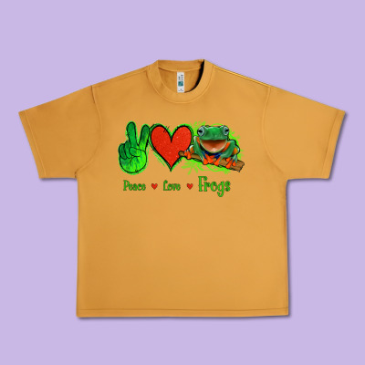 Peace Love Frogs Urban Heavy Tee Designed By Jasminsmagicworld