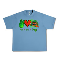 Pebble Blue Peace Love Frogs Urban Heavy Tee - Jasminsmagicworld