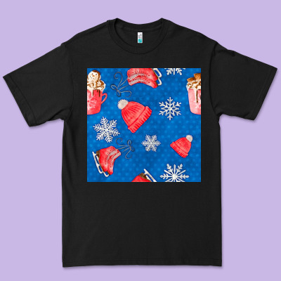 Winter  Snowflakes Hot Cocoa Ice Skating Shoes Premium Tee Designed By Fadigitalartstudio