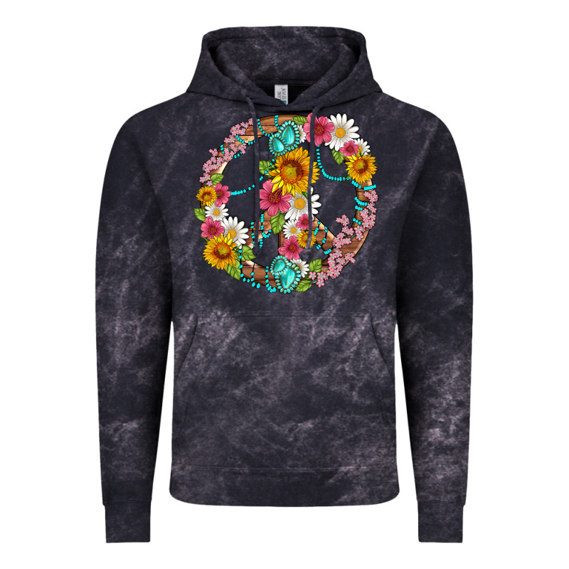 Floral Peace Sign With Gemstone Vintage Hoodie by Artiststas | Teevron