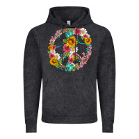 Vintage Black floral peace sign with gemstone Vintage Hoodie - Artiststas