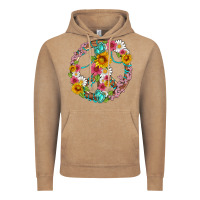 Vintage Coffee floral peace sign with gemstone Vintage Hoodie - Artiststas