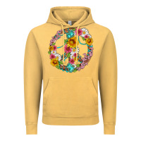 Vintage Mustard floral peace sign with gemstone Vintage Hoodie - Artiststas