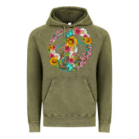 Vintage Olive floral peace sign with gemstone Vintage Hoodie - Artiststas