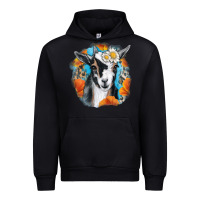 Black Daisy Goat With Background Urban Hoodie - RanaPortraitStore