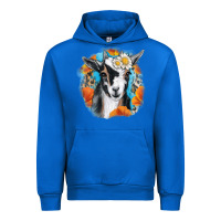 Cobalt Daisy Goat With Background Urban Hoodie - RanaPortraitStore