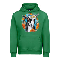 Emerald Daisy Goat With Background Urban Hoodie - RanaPortraitStore