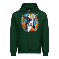 Forest Green Daisy Goat With Background Urban Hoodie - RanaPortraitStore