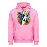 Fuchsia Pink Daisy Goat With Background Urban Hoodie - RanaPortraitStore