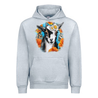 Heather Grey Daisy Goat With Background Urban Hoodie - RanaPortraitStore