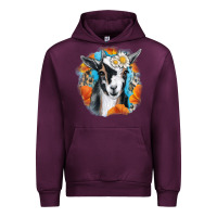 Mauve Wine Daisy Goat With Background Urban Hoodie - RanaPortraitStore