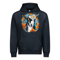 Navy Daisy Goat With Background Urban Hoodie - RanaPortraitStore