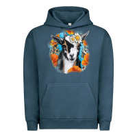 Pigment Midnight Navy Daisy Goat With Background Urban Hoodie - RanaPortraitStore