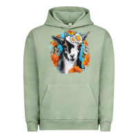 Pigment Oil Green Daisy Goat With Background Urban Hoodie - RanaPortraitStore