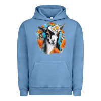 Pigment Pebble Blue Daisy Goat With Background Urban Hoodie - RanaPortraitStore