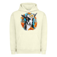 Pigment Pistachio Daisy Goat With Background Urban Hoodie - RanaPortraitStore