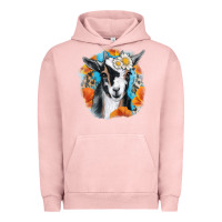 Pigment Salmon Daisy Goat With Background Urban Hoodie - RanaPortraitStore