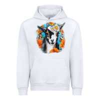 White Daisy Goat With Background Urban Hoodie - RanaPortraitStore