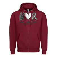 Burgundy Peace Love Cure Carcinoid Cancer Zipper Hoodie - Jasminsmagicworld
