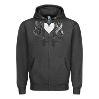 Charcoal Heather Peace Love Cure Carcinoid Cancer Zipper Hoodie - Jasminsmagicworld