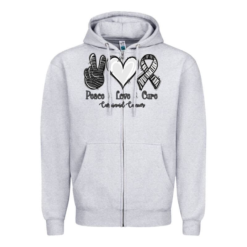 Peace Love Cure Carcinoid Cancer Zipper Hoodie by Jasminsmagicworld | Teevron