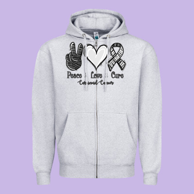 Peace Love Cure Carcinoid Cancer Zipper Hoodie Designed By Jasminsmagicworld