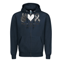 Navy Peace Love Cure Carcinoid Cancer Zipper Hoodie - Jasminsmagicworld