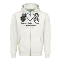 Oatmeal Heather Peace Love Cure Carcinoid Cancer Zipper Hoodie - Jasminsmagicworld