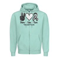 Seafoam Peace Love Cure Carcinoid Cancer Zipper Hoodie - Jasminsmagicworld