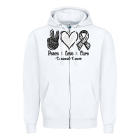 White Peace Love Cure Carcinoid Cancer Zipper Hoodie - Jasminsmagicworld
