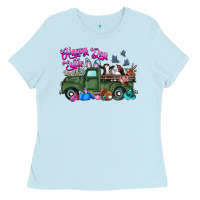 Baby Blue happy easter day truck Ladies Tee - CowhideDigitalArt