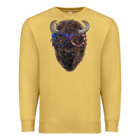 Antique Gold bison with american flag glasses Premium Sweatshirt - RanaPortraitStore