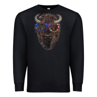 Black bison with american flag glasses Premium Sweatshirt - RanaPortraitStore