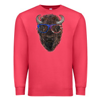 Cardinal bison with american flag glasses Premium Sweatshirt - RanaPortraitStore