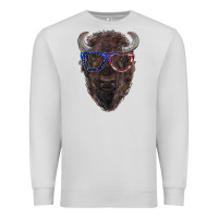 Dove Grey bison with american flag glasses Premium Sweatshirt - RanaPortraitStore