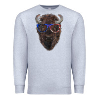 Heather Grey bison with american flag glasses Premium Sweatshirt - RanaPortraitStore