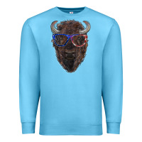 Ocean Blue bison with american flag glasses Premium Sweatshirt - RanaPortraitStore