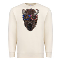 Sandshell bison with american flag glasses Premium Sweatshirt - RanaPortraitStore