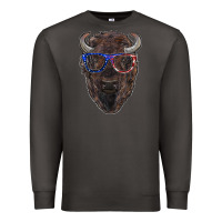 Smoke bison with american flag glasses Premium Sweatshirt - RanaPortraitStore