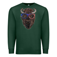Sports Green bison with american flag glasses Premium Sweatshirt - RanaPortraitStore